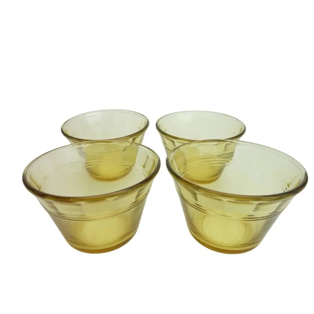 Vintage Amber Glass Custard fruit Bowls set of 4 with gorgeous look and design